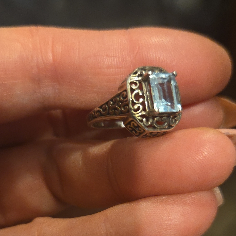 Silver 925 and Blue Topaz Gemstone Ring